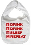 Dirty Fingers, Drink, Drink, Sleep, Repeat, Boy Girl Feeding Bib, White by Dirty Fingers