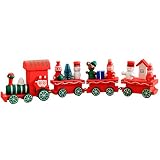 Fairyjp 木製汽車 クリスマス飾りもの おもちゃ セット 知育玩具 パズル 列車 積み木 組み立て ミニカー 磁石付き