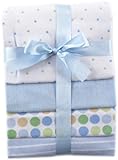 Luvable Friends Flannel Receiving Blankets, Blue, 4 Count by Luvable Friends [並行輸入品]