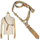 fogman スリング サバゲー 1点支持 ライフル エアガン 弾性ゴム 軽量ナイロン 長さ調整 (カーキ)