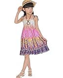 Mullicanリトルビッグ女子のロングドレスとボレロカジュアルビーチドレスサイズ (110CM, ピンク(粉）)