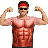 morytrade メンズ 3D筋肉Tシャツ 半袖 前後プリント ユニセックス ハロウィン 仮装 衣装 イベント (Lサイズ)