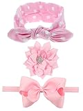 twdvs 3個入り/ 1セットベビーヘッドバンドピンクウサギ耳リボンヘアバンド花バンドfor Girls