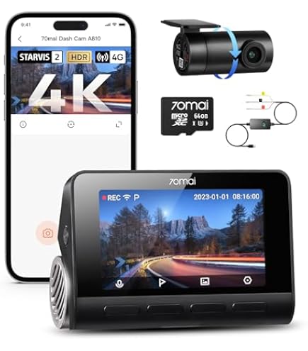 Amazon.co.jp: 70mai Dash Cam 4K A810 前後 64GB & CPL2 偏光