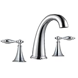 Wovier Chrome Waterfall Bathroom Sink Faucet,Two Handle Three Hole Vessel Lavatory Faucet,Widespread