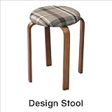 北欧デザインのスツール チェック柄のおしゃれな座面 ブラウン系