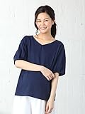 a.i.n (アイン) マタニティ 授乳口付き T/C天竺 汗染み防止加工 バックリボン トップス 授乳服 産前 産後 半袖 tシャツ L ネイビー 22445 22445370