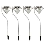 ダイヤモンドカット　ソーラ　ＬＥＤガーデンライト　４個セット　　最大約8時間点灯　電源不要　白光色