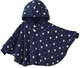 【SCGEHA】ふわふわ リバーシブル ポンチョ フード お袖つき 男の子 女の子 兼用 ベビー ３カラー ２サイズ 動きやすくて赤ちゃんうれしい♪ （ネイビー／80）