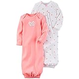 カーターズ Carter's 女の子用ネオンピーチ蝶＆花柄スリーパーガウン2枚セット [並行輸入品]