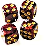 [Levarage] 0037 サイコロ４個 レッド マーブル 1.4cm四方 dice さいころ ダイス 赤いサイコロ