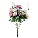 TOPmountain 12頭 人工フェイク牡丹 シルクフローラル 絵画花 ブライダルブーケフラワー アレンジメントホーム ウェディングパーティーの庭