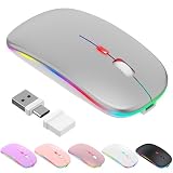 ワイヤレスマウス 2.4Gマウス 無線 Bluetooth &2.4GHz USB-A・USB-C対応 静音 光学式 薄型 Type-C充電 3段階DPI調整 ブルートゥース マウス 7色ライト ジグラーモード 持ち運び便利 MacBook/Mac/iPad/Laptop/PC/スマホ対応 (シルバー)