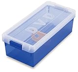 伊勢藤 DVDケース 収納ケース 収納ボックス フタ付き ブルー DVD ビデオテープ 収納