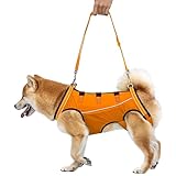 GIIPET 犬用介護ハーネス 犬 歩行補助ハーネス 通気性 サイズ調整可能 簡単脱着 老犬 けが 手術後 リハビリ 小型犬 中型犬 散歩 胴輪 前足 後足サポート 快適フィット お出かけ便利 介護用品 (オレンジ - 四季, M(8-14kg))