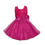 Lovoski 女の子　キュート　花　蝶結び　ベルト付き　プリンセスドレス　ドレス　花嫁介添人　全6色6サイズ - ローズ, 110