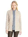 Jason Maxwell Women's Petite Marled Hi-Lo Cardigan Sweater with Pockets Egret/Taupe Large [並行輸入品]