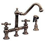 Whitehaus WHKBTCR3-9201-MABRZ Vintage III Kitchen Bridge Faucet with Long Traditional Swivel Spout, 