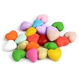 Kissteether 20pcs ミックスカラービーズナチュラルハート型シリコーン食品グレードシリコーンおしゃぶりおもちゃビーズDIYネックレス/ブレスレットアクセサリー (20pcs)