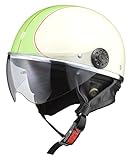 リード工業(LEAD) バイク用ハーフヘルメット O-ONE(オワン) アイボリー/グリーン - ワンサイズ