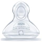 NUK Wide Neck Silicone Teat x2 - 6-18m - Medium Hole