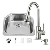 Vigo 24インチアンダーマウントシングルボウル18ゲージステンレススチールキッチンシンクwith Astorステンレススチール蛇口、グリッド型部品、ストレーナー、ソープディスペンサー