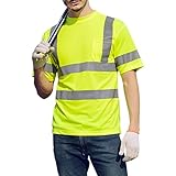 ポケット付き水分ウィッキングメッシュでGOGO視認性の高いTシャツ - 蛍光 イエロー - XL