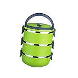 MagiDealポータブルステンレススチール熱断熱ランチボックス食品コンテナマルチカラー 20.8x15.5cm グリーン STK0153011315