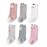 BIANHUAN 新生児 乳幼児 靴下 キッズ ベビー ソックス 綿 保温 柔らかい 可愛い 動物モチーフ シンプル 柔らかい 6足セット (女の赤ちゃん, M: 1-3歳)