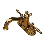 〔INK-0303064H〕　４インチ混合水栓（三つ穴混合水栓・水栓金具・洗面台用蛇口）　ゴールド（金） 　吐水口360°回転タイプ