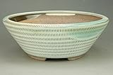 いよじ園 【盆栽鉢】 小石原焼/飛カンナ紋切立丸鉢 （大き目の小品サイズ）径：14cm 【ミニ鉢～小鉢】