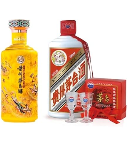 贵州茅台酒 500ml & MOUTAIグラス2個セット Amazon.co.jp: 【特製ミニグラス2個付き】 貴州茅台酒 (まおたいしゅ