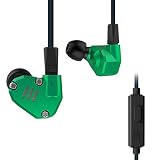 オーディオファン KZ ZS6 高音質 2ダイナミック＆2バランスド・アーマチュア 4ドライバ搭載 2pin 0.75mm イヤホン (グリーンーマイクつき)