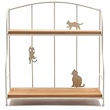 収納棚 調味料ラック スチール製ラック 収納ラック 花ラック ガーデン 猫柄 ラック2段 シンプルデザイン スパイスラック 調味料スタンド 収納ラック 調味料棚 贈り物 キッチンラック 整理棚 キッチン収納 卓上棚 卓上収納 二段ラック キ