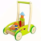 Wishtime 積み木遊びの手押し車 木製 ベビー ウォーカー 幼児 つかまり立ち 木のおもちゃ