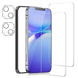 【2+2枚セット】 iPhone14 ガラスフィルム ブルーライトカット iphone14 保護フィルム ブルーライト いphone14 強化ガラス フィルム アイフォン14 用 液晶 保護シート 【ガイド枠付き/目の疲れを軽減】 iPhone14 用 カメラフィルム