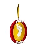 Lil' Peach Baby's Handprint/Footprint Photo Holiday Keepsake Ornament Red/Gold [並行輸入品]