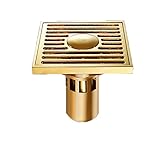 取り外し可能なカバー付きシャワー床排水口キッチン洗面所ガレージと地下室のための4"黄銅素材,Gold