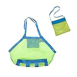 GikPal ビーチ用メッシュトートバッグ 2個セット - M & XLサイズ 海の道具/ビーチ用おもちゃ/貝殻用バッグ/おもちゃバッグ 砂や水を寄せつけない おもちゃやボールなどの持ち運びに最適 グ