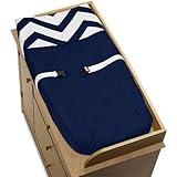 Sweet Jojo Designs Zig Zag Navy and White Chevron Baby Changing Pad Cover [並行輸入品]