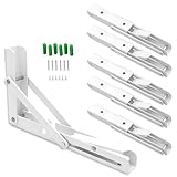 堅塁金物 棚受け金具 折畳み 20cm l字金具 折畳みテーブルヒンジ 壁掛けテーブル 折り畳み リクライニング金具 折りたたみ 収納 耐荷重100kg 白 6個入