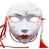 Simamile マスク フルフェイスマスク 日本の歌舞伎 古代スタイル キツネマスク コスプレ 手描き マスカレード用 仮面舞踏会用 女性 スタイル2