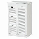 ルーバー扉キッチンカウンター/キッチン収納 【幅57】 ホワイト 【代引不可】 特配【TS1869】 top1-ds-1831738-ah [簡素パッケージ品]