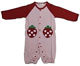 (sweet melon)イチゴ　ベビーカバーオール 綿100% (80, ピンク)