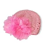 ニット帽　赤ちゃん用　花の飾り　ピンク