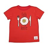 【SiShuNon/SKAPE】目玉焼きTシャツ エスケープ 目玉焼き 卵 フォーク ナイフ 半袖Tシャツ 100 3 レッド