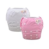 ALVABABY 水泳用おむつ 2枚パック フリーサイズ 再利用可能 洗濯可能 0-36月齢 (女児)