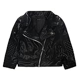 coodebear Girls ' Motorcycle Faux Upレザー斜めジッパーポケットジャケットコート カラー: ブラック