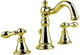 Derengge F-8303-PB Gold Finish 8" Widespread Two-Handle Bathroom Faucet with Brass Pop up Drain Asse