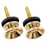 Musiclily Pro 14mmスチール製ギターストラップピン フェンダータイプ ストラップボタン アコースティック/エレキギター/ウクレレ用 、ゴールド（2個セット）